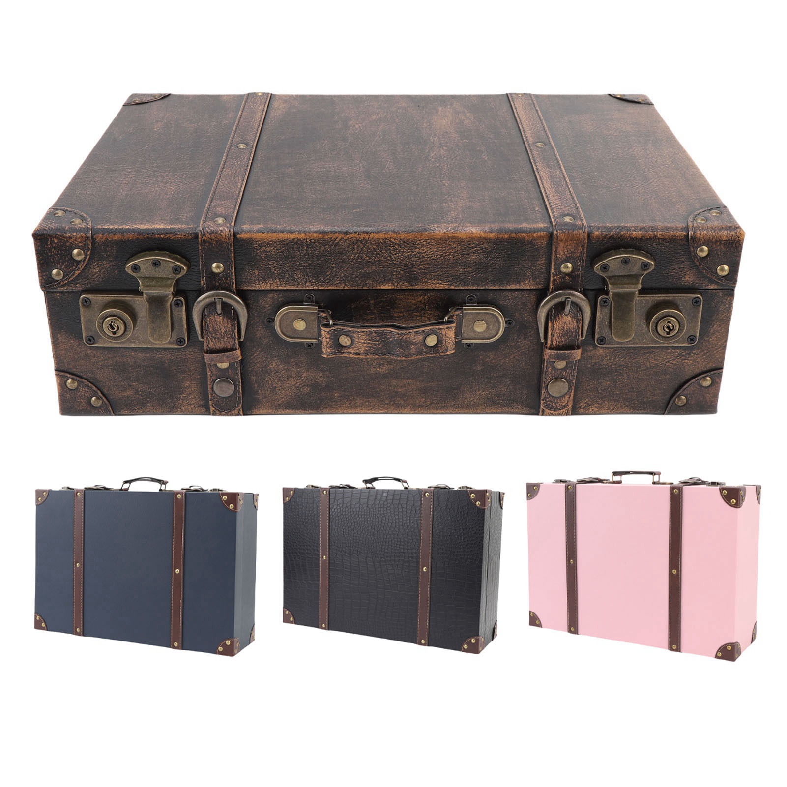 Retro Vintage Trunk Suitcase - 빈티지 여행 가방 스타일 장식용 수납함