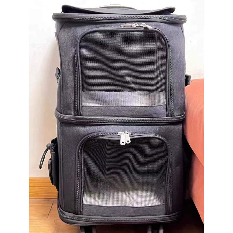 Foldable Rolling Luggage Bag - 한방 더블 레이어 애완동물 롤링 캐리어