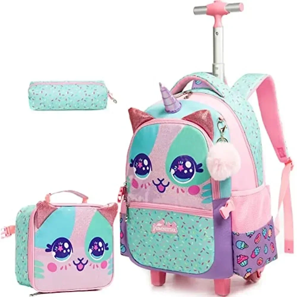 Foldable Rolling Luggage Bag - 바퀴가 달린 귀여운 롤링 배낭, 초등