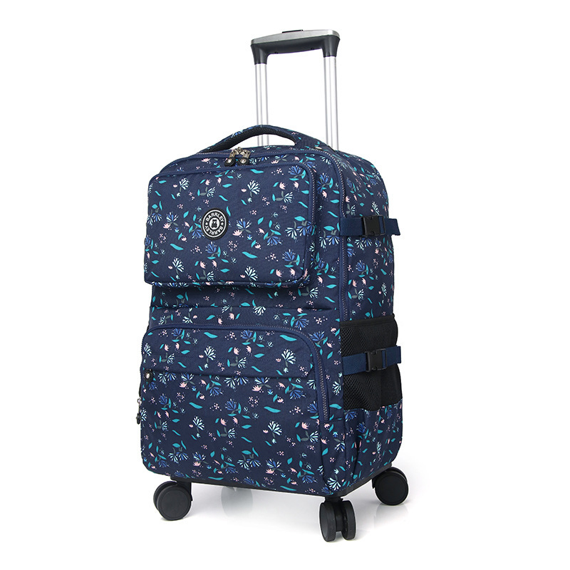 Foldable Rolling Luggage Bag - 여성용 바퀴 달린 배낭 스피너 롤링