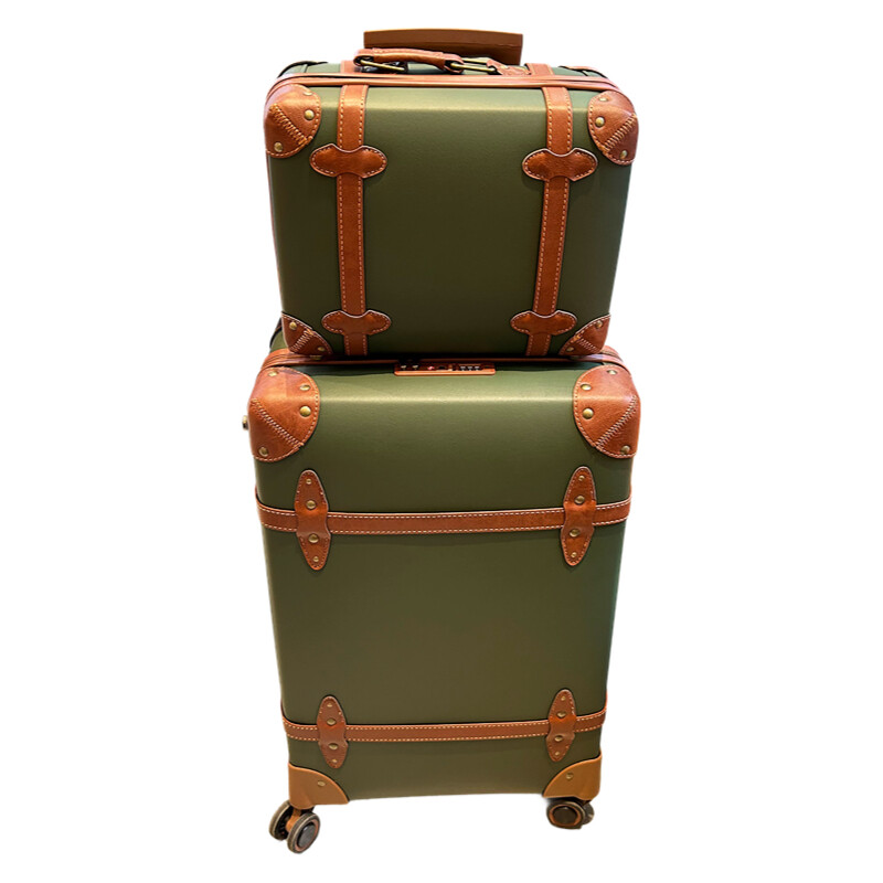 Retro Vintage Trunk Suitcase - 여성용 빈티지 PU 가죽 가방 복고풍