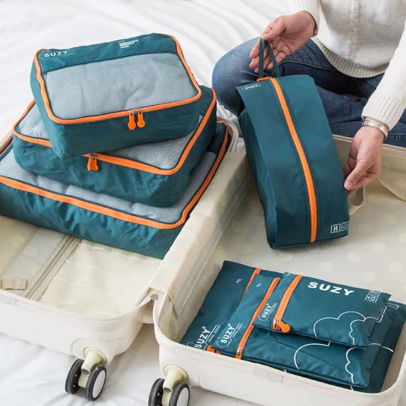 Foldable Rolling Luggage Bag - 7/6 조각 세트 여행 주최자 보관