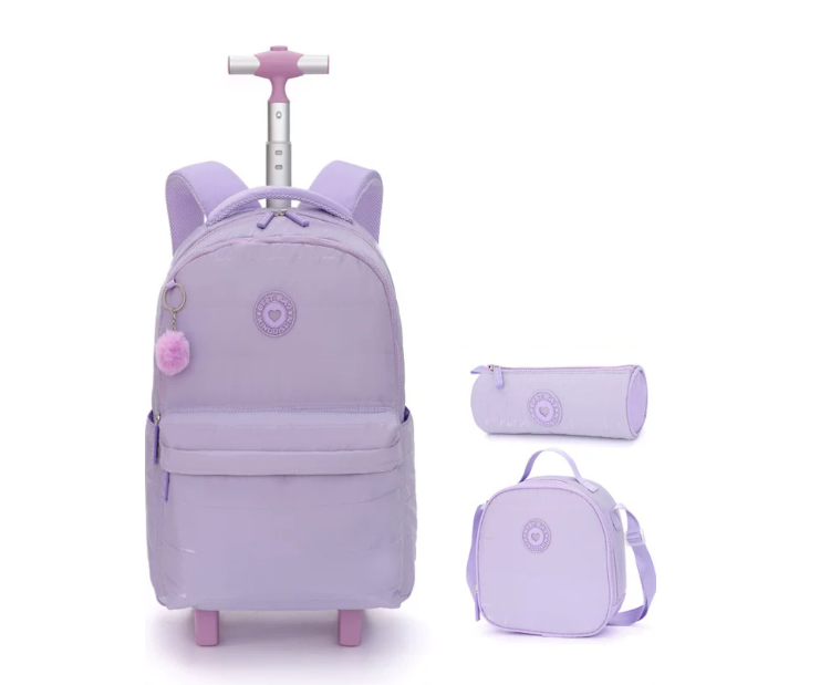 Foldable Rolling Luggage Bag - 18인치 학교용 바퀴 달린 백팩 가방,