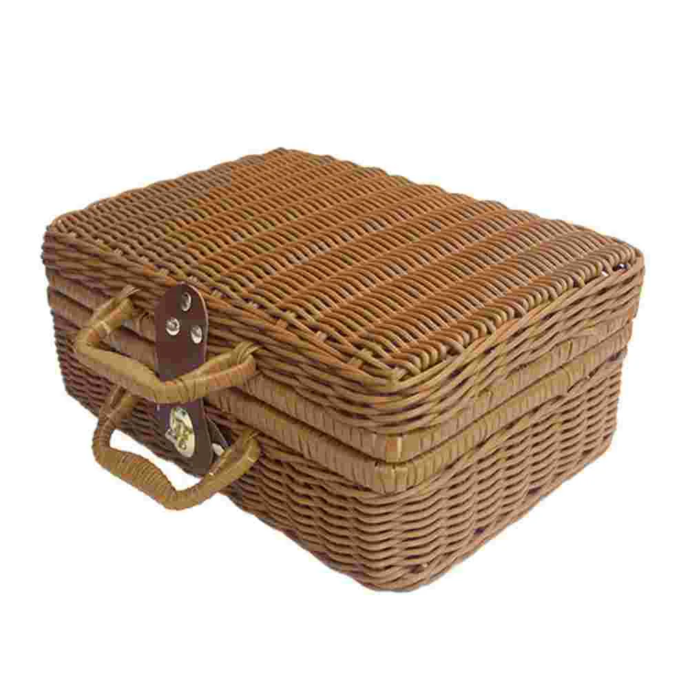 Retro Vintage Trunk Suitcase - 바구니 등나무 위커 여행 가방, 피크닉