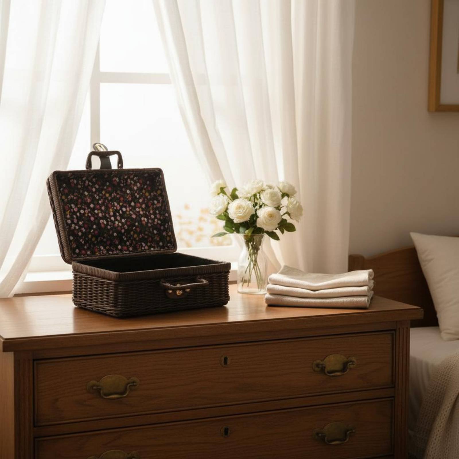 Retro Vintage Trunk Suitcase - 손잡이가 있는 빈티지 디자인 여행 가방