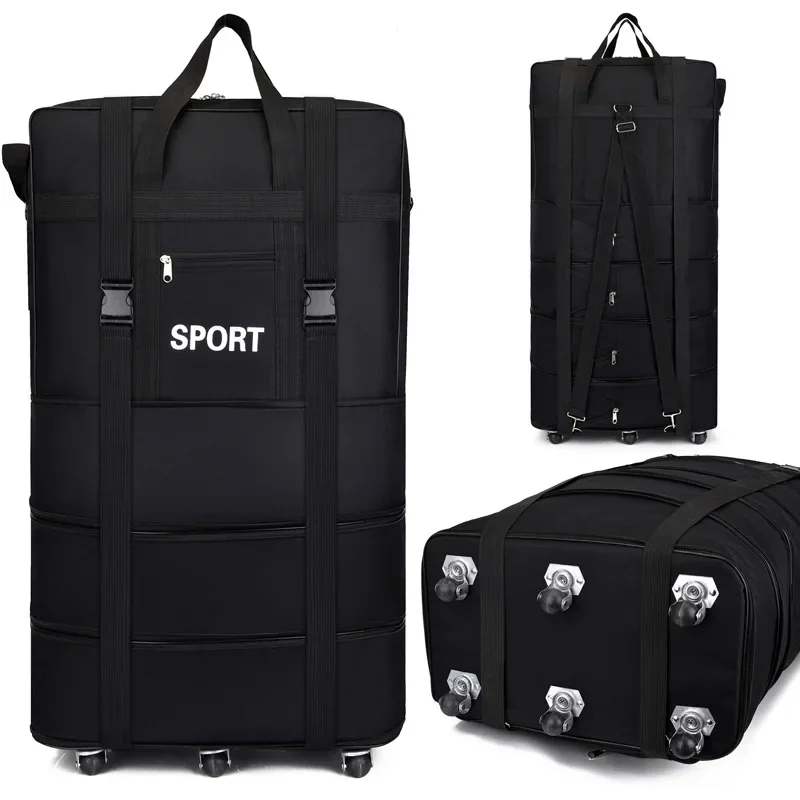 Foldable Rolling Luggage Bag - 플러스 항공사 체크 백 옥스포드 대용량