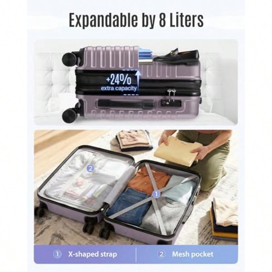 확장형 기내용 캐리어 22x14x9 항공사 승인, 이중 - Spinner Wheel Rolling Suitcase 20 Inch 리뷰 및 가격