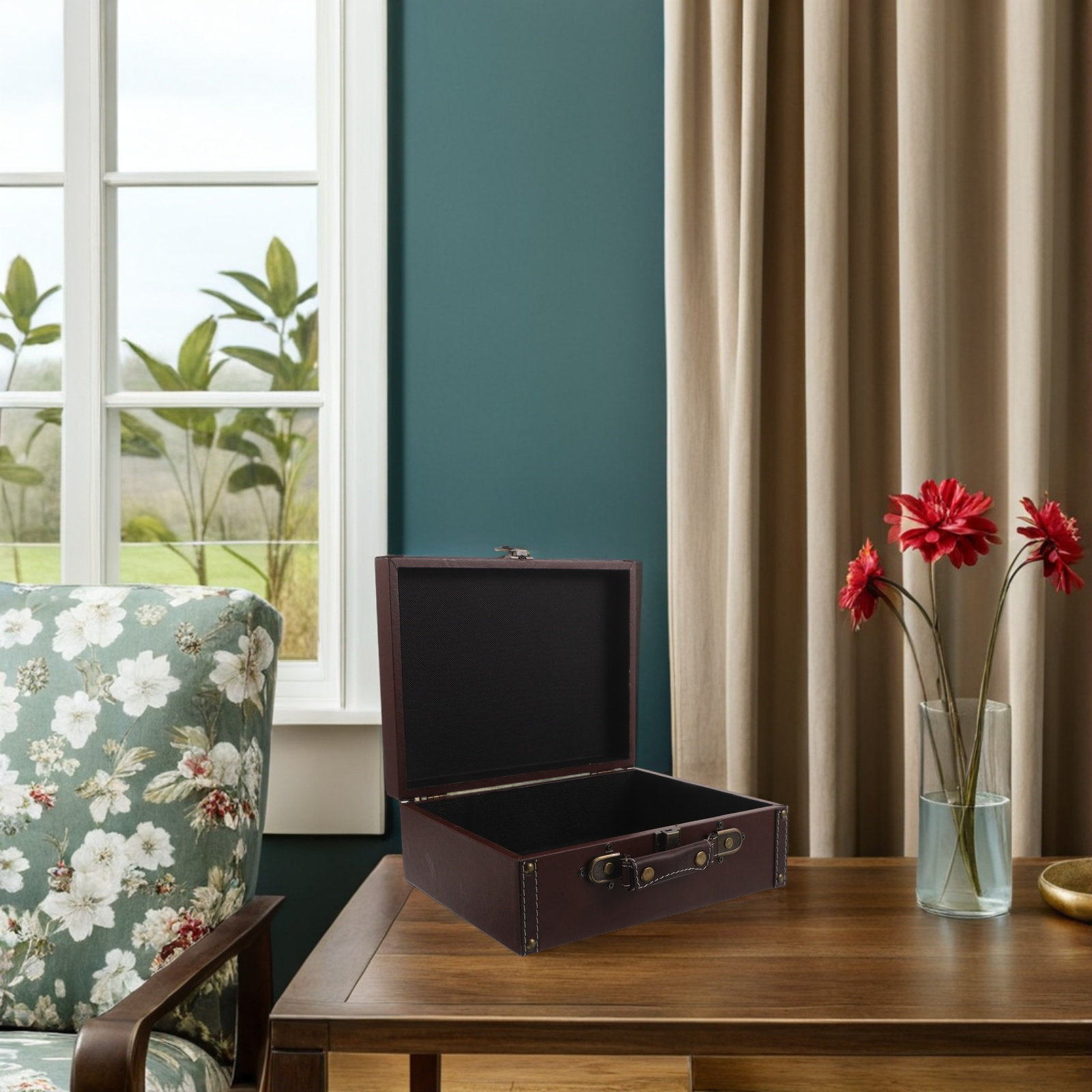 빈티지 여행가방 모양 소품 레트로 나무 상자 PU 사진 - Retro Vintage Trunk Suitcase 리뷰 및 가격