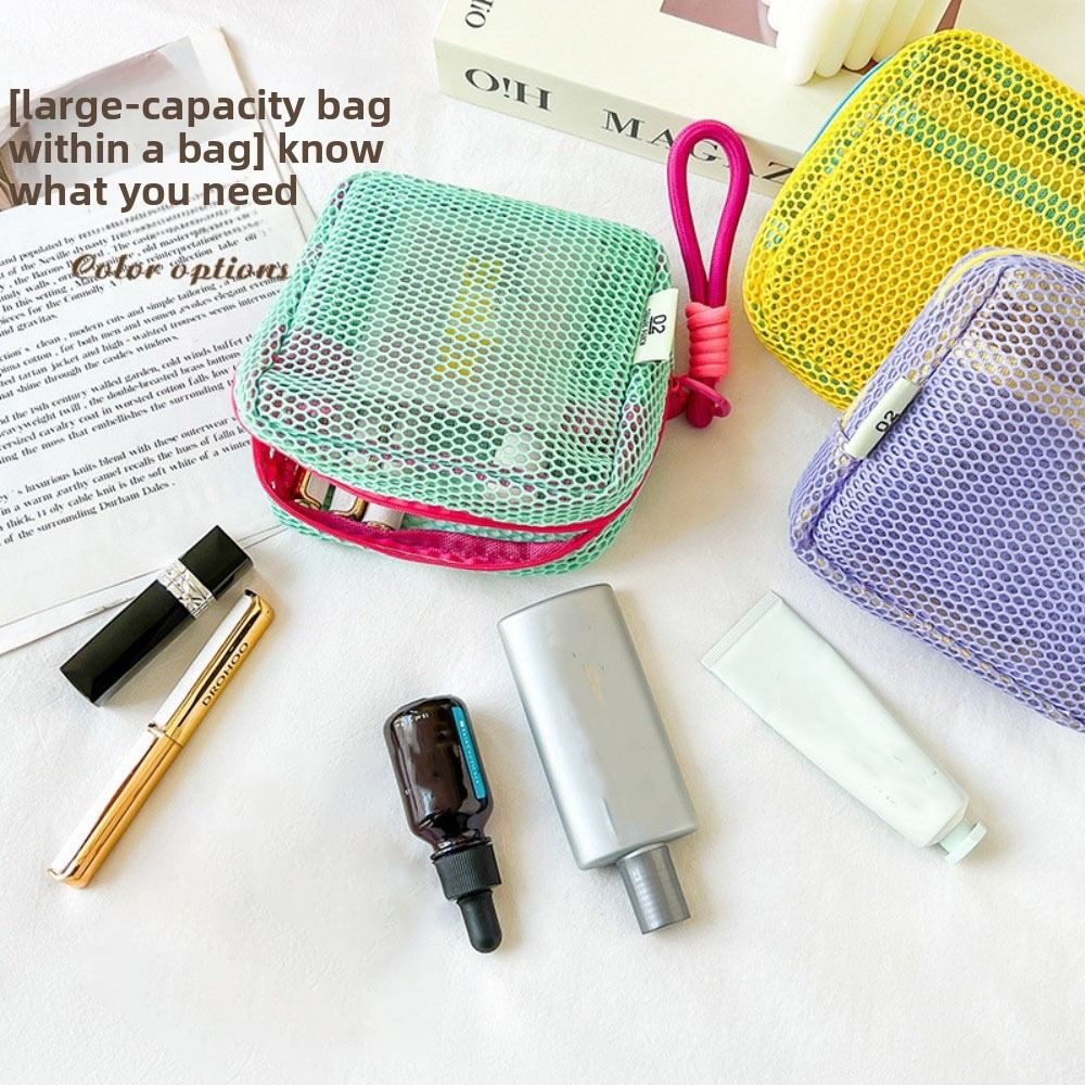새로운 도파민 컬러 수납 가방 손잡이가 있는 대용량 화 - Cosmetic Bags 리뷰 및 가격