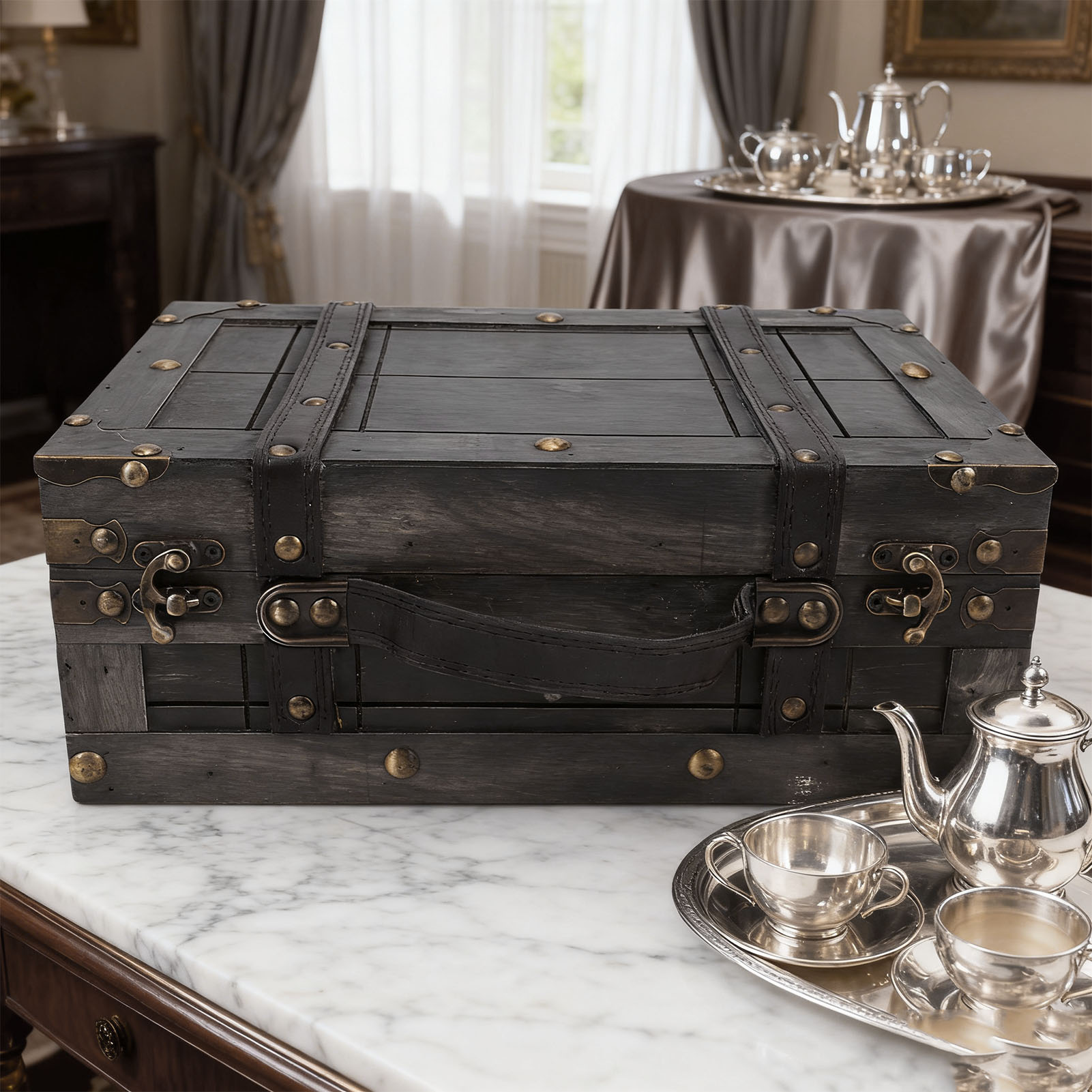 나무 보관함 나무 상자 빈티지 나무 보관함 뚜껑 포함  - Retro Vintage Trunk Suitcase 리뷰 및 가격