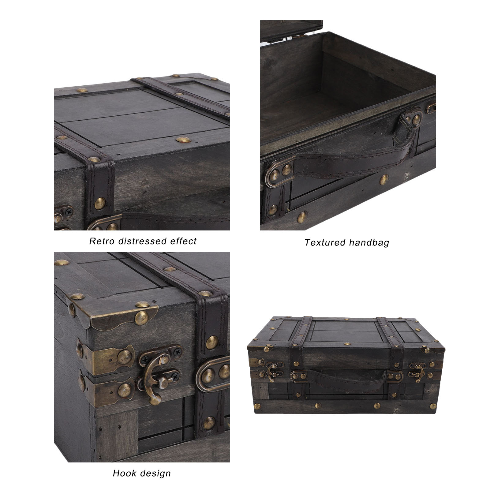 나무 보관함 나무 상자 빈티지 나무 보관함 뚜껑 포함  - Retro Vintage Trunk Suitcase 리뷰 및 가격