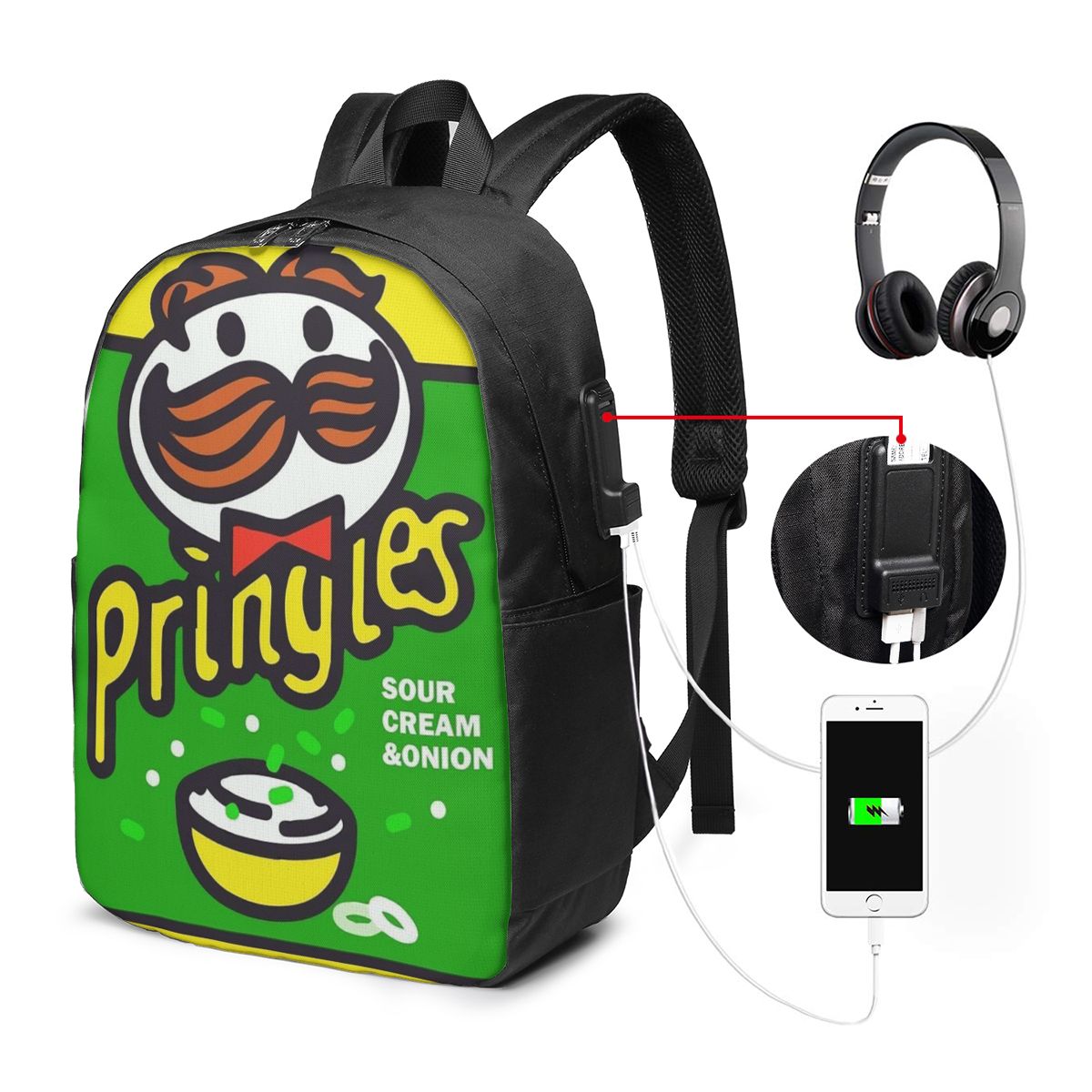 감자칩 프링글스 프린트 백팩 여행용 노트북 가방 컴퓨터 - Travel Bags 리뷰 및 가격