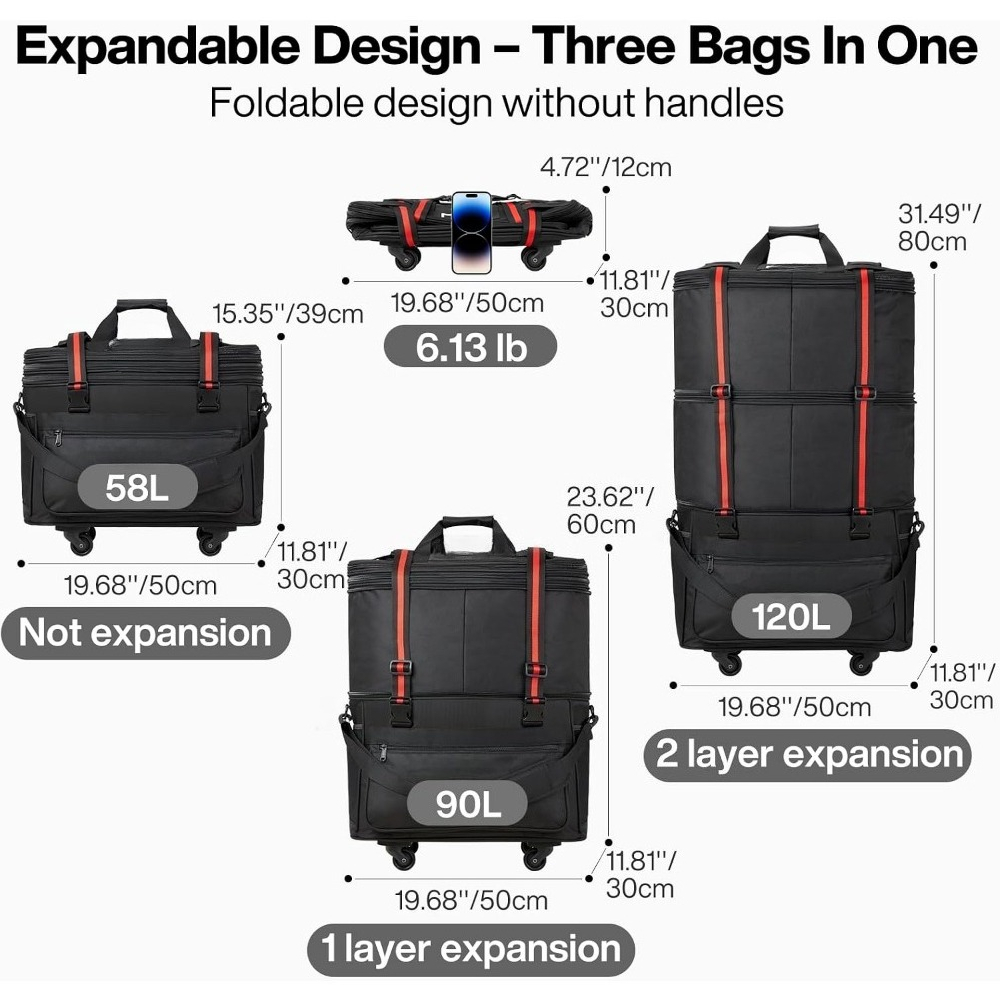 확장형 접이식 바퀴 달린 여행용 가방, 남녀 공용 대용 - Foldable Rolling Luggage Bag 리뷰 및 가격