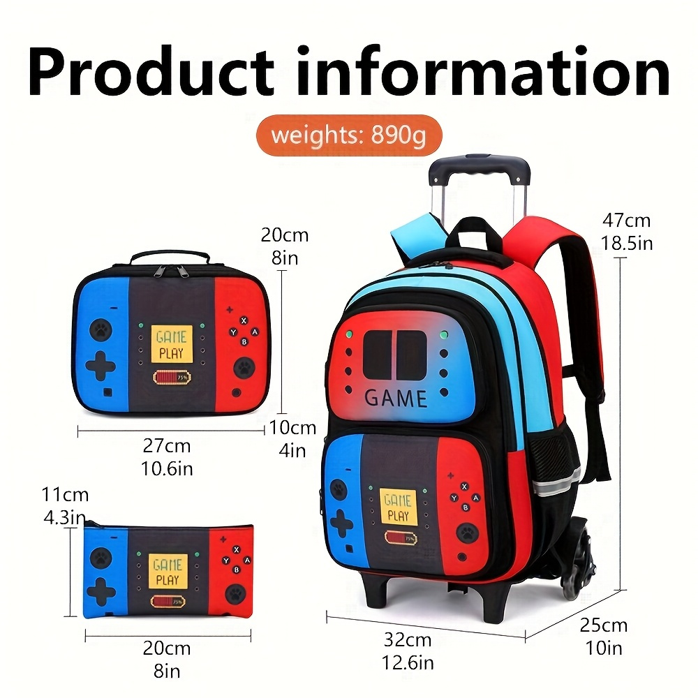 3PCS 어린이용 롤링 백팩 (남아용 게이머 롤러 휠  - Foldable Rolling Luggage Bag 리뷰 및 가격
