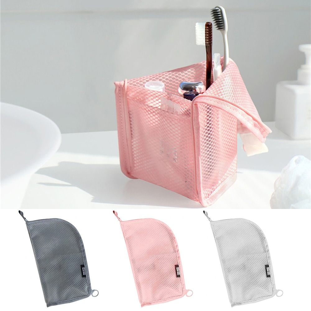 휴대용 스탠드 메이크업 브러쉬 가방 메쉬 지퍼 화장품  - Cosmetic Bags 리뷰 및 가격