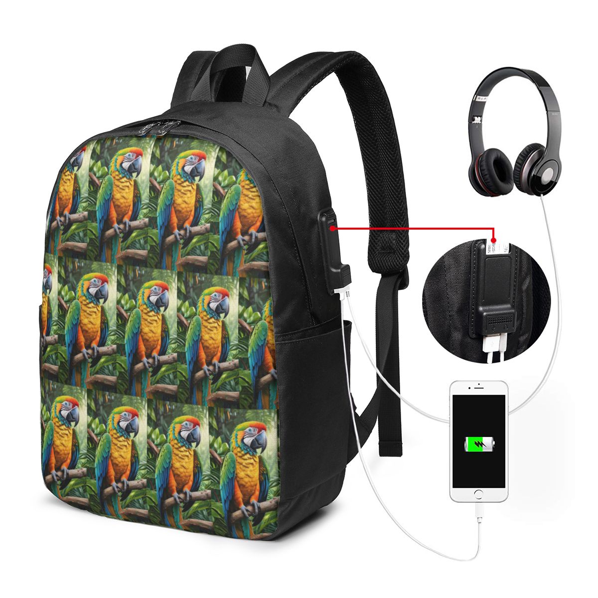 귀여운 맥아오 앵무새 배낭 여행 노트북 가방 컴퓨터 대 - Travel Bags 리뷰 및 가격
