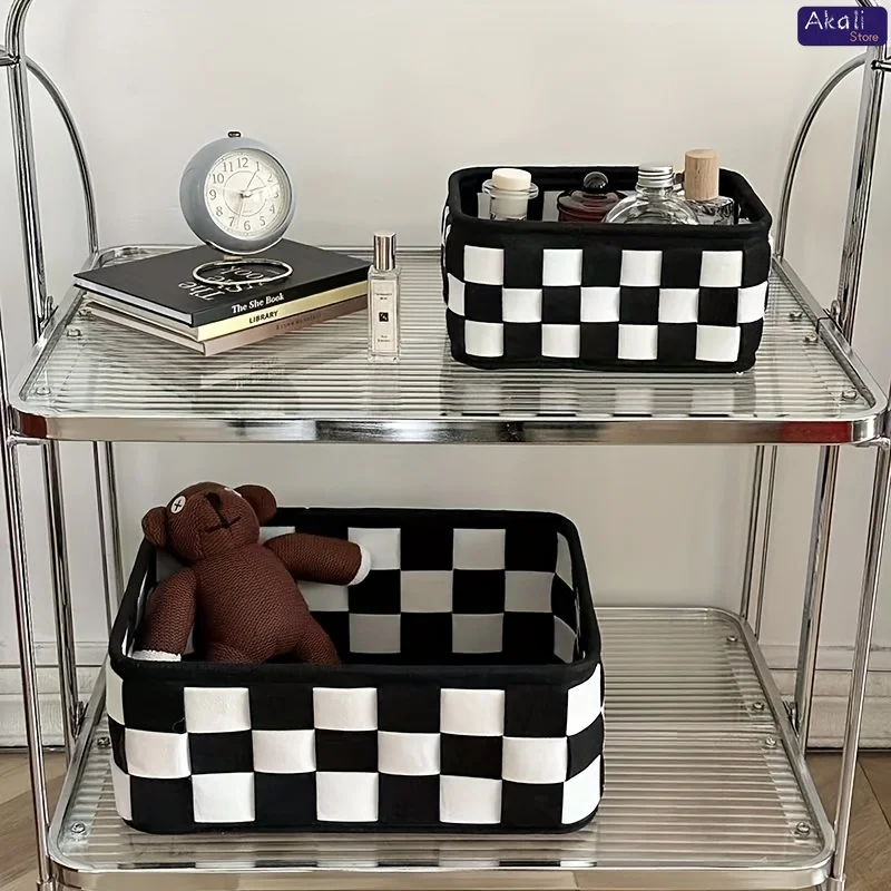 2026 흑백 체크무늬 수납 바구니 데스크탑 화장품 정 - Cosmetic Bags 리뷰 및 가격