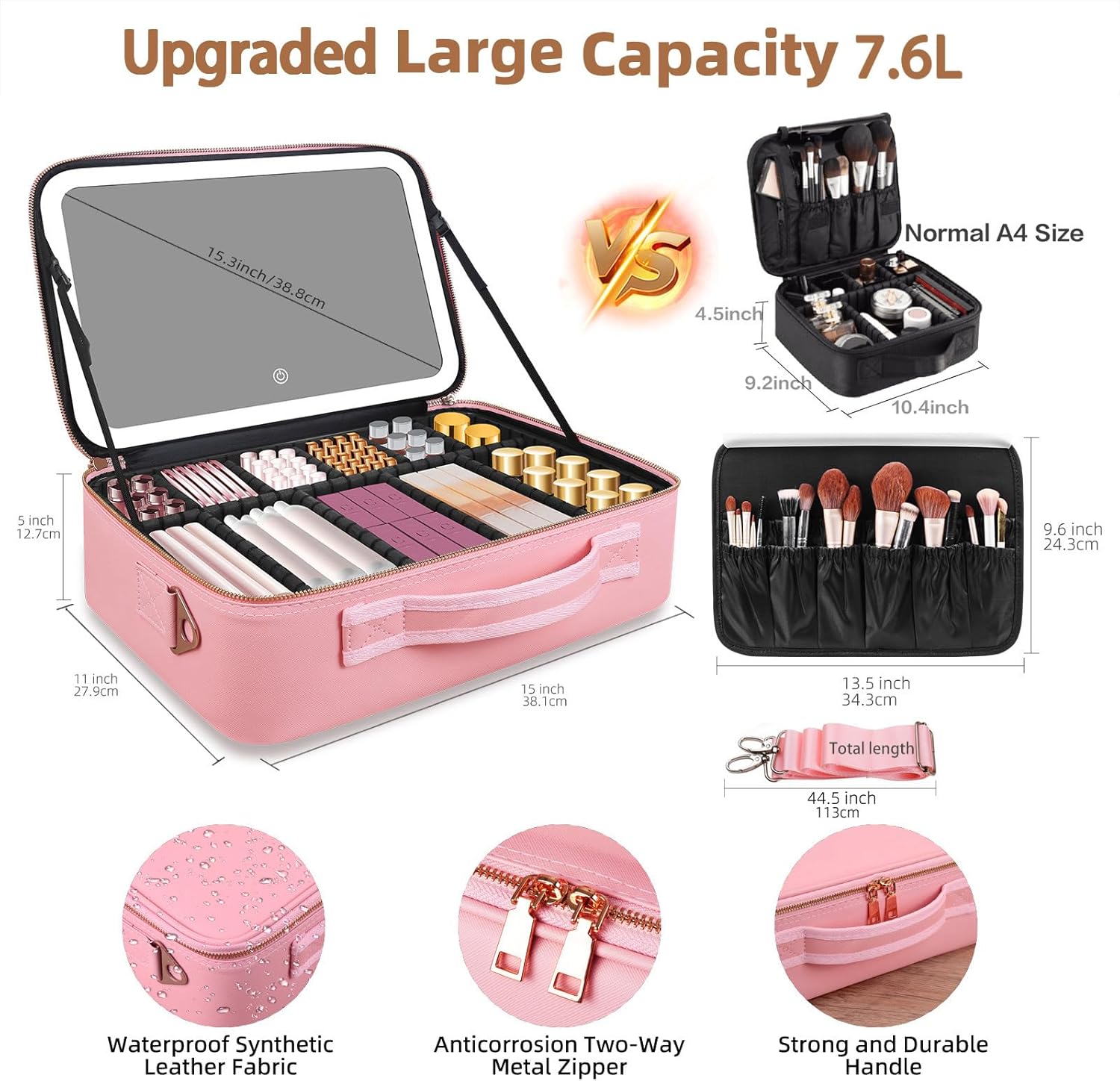 대용량 메이크업 가방 15''X11'' LED 거울 3 - Cosmetic Bags 리뷰 및 가격